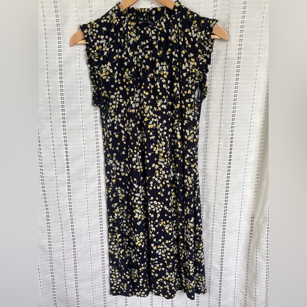 Tommy Hilfiger Navy, White, & Yellow floral Sleeveless Dress Size 6 EUC